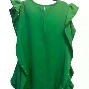 Green Ruffle Beaded Dress